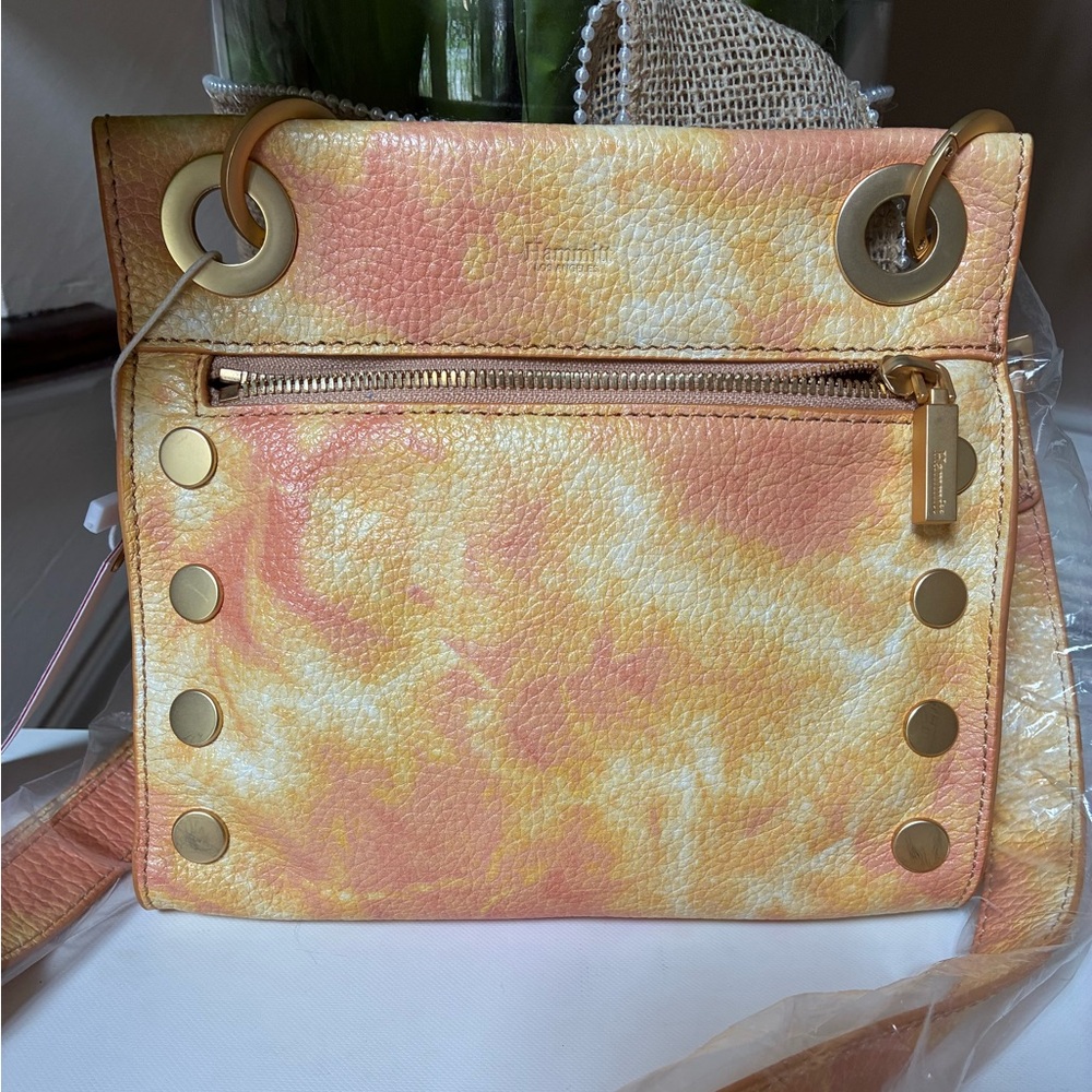 Hammitt Pebbled Leather Shoulder Bag in Yellow and Pink Tie-Dye